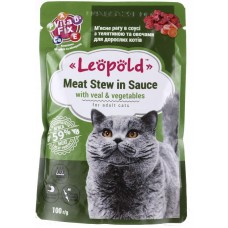 Леопольд, вологий корм для котів, м'ясне рагу з телятиною та овочами в соусі, 100 г