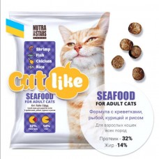 Nutra five stars Catlike Seafood (Нутра 5 зірок Кетлайк Сіфуд), сухий корм для котів, креветки/риба/рис, 10 кг