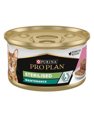 Purina Pro Plan Sterilised Шматочки в паштеті з тунцем та лососем для стерилізованих котів, банка, 85 г