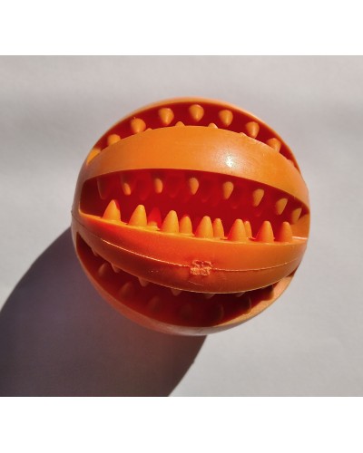 М'яч з зубцями, аналог Denta Fun, м'ячик для собак, для жування і чистки зубів, помаранчевий, 6 см, 1 шт