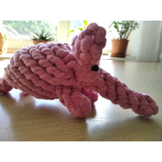 Слоник плетений з мотузки, м'яка іграшка для собак, рожевий, 18 см, 1 шт