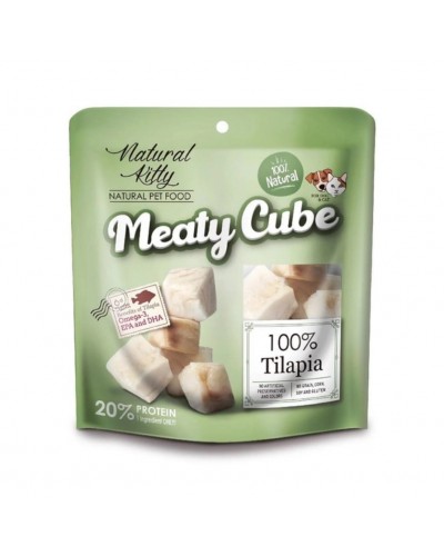 Ласощі для котів і собак Natural Kitty Meaty Cube, шматочки тілапії, приготовлені на пару, 50 г