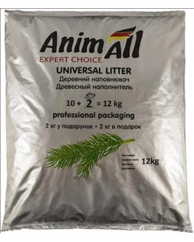 AnimAll, наповнювач деревний для туалетів домашніх тварин, без запаху, 12 кг