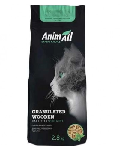 AnimAll, наповнювач деревний для туалетів домашніх тварин, з запахом м'яти, 2.8 кг