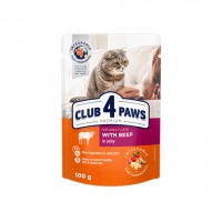  Club 4 Paws Premium (Клуб 4 Лапи Преміум), вологий корм для дорослих котів, з яловичиною в желе, 100 г