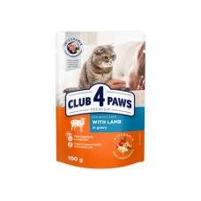  Club 4 Paws Premium (Клуб 4 Лапи Преміум), вологий корм для дорослих котів, з ягням в соусі, 100 г