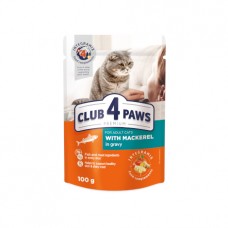  Club 4 Paws Premium (Клуб 4 Лапи Преміум), вологий корм для дорослих котів, з макреллю в соусі, 100 г