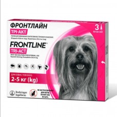 Краплі Frontline Tri-Act (Фронтлайн Три-Акт) від бліх, вошей, кліщів і комарів, для собак 2-5 кг, 1 п.