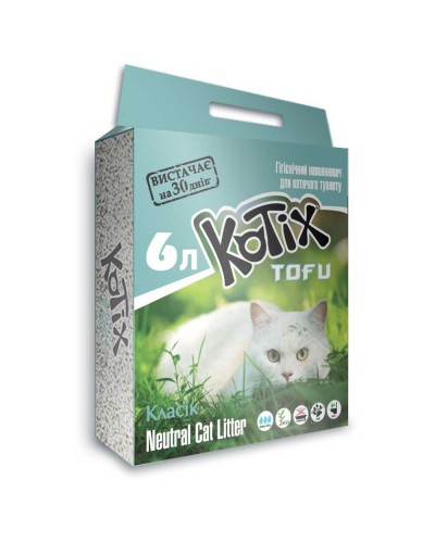Kotix Tofu (Котікс Тофу) Classic , наповнювач для котячого туалету соєвий, без аромату, 6 л