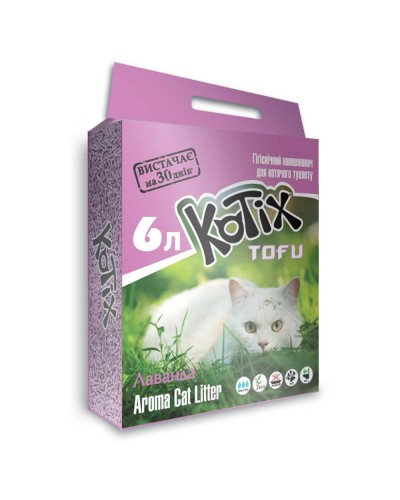 Kotix Tofu (Котікс Тофу) Lavender, наповнювач для котячого туалету соєвий, з ароматом лаванди, 6 л
