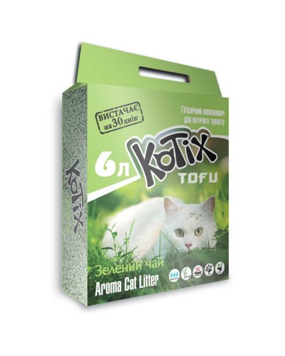 Kotix Tofu (Котікс Тофу) Green tea, наповнювач для котячого туалету соєвий, з ароматом зеленого чаю, 6 л