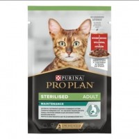 Purina Pro Plan Sterilised, вологий корм для стерилізованих котів, шматочки в підливці з яловичиною, пауч, 85 г