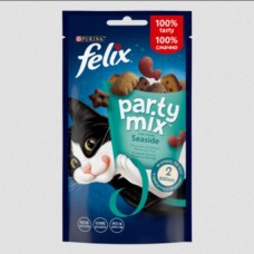 Felix PARTY MIX Океанічний Мікс. Додатковий сухий корм (ласощі) для дорослих котів зі смаком лосося, форелі та минтаю. 60 г