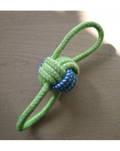 М'яч плетений мотузяний з двома ручками, м'ячик іграшка для собак, салатовий, 5 см, 1 шт