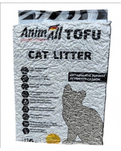 AnimAll Tofu Aсtivated Carbon (Енімал Тофу Карбон), наповнювач соєвий, з активованим вугіллям, 6 л