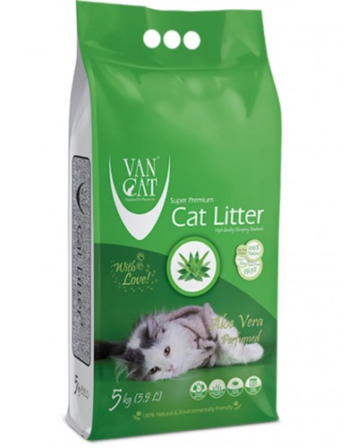 Van Cat Super Premium Quality Aloe Vera, наповнювач для котячого туалету бентонітовий грудкувальний, 5 кг