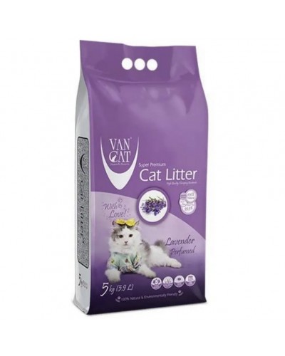 Van Cat Super Premium Quality Lavender, наповнювач для котячого туалету бентонітовий грудкувальний, 5 кг