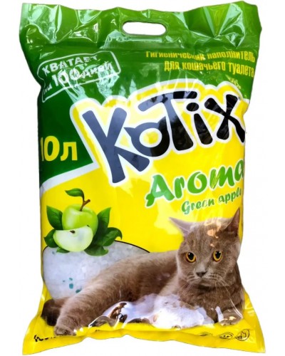Kotix (Котікс) 10, силікагелевий наповнювач для котячого туалету, з ароматом яблука, 10 л