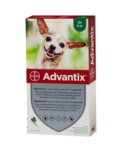 Краплі Bayer Advantix від бліх, для собак до 4 кг, 1 піпетка