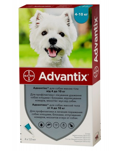 Краплі Bayer Advantix для собак від 4 до 10 кг
