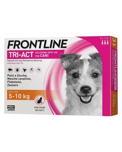 Краплі Frontline Tri-Act (Фронтлайн Три-Акт) від бліх, вошей, кліщів і комарів, для собак 5-10 кг, 1 п.