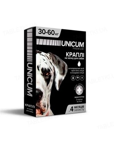 Краплі Unicum Premium від бліх та кліщів для собак вагою 30-60 кг, 1 піпетка