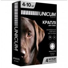 Краплі Unicum Premium від бліх та кліщів для собак вагою від 4 до 10 кг, 1 піпетка