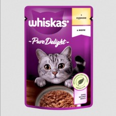 Whiskas Pure Delight (Віскас Пьюр Делайт), вологий корм для дорослих котів, з куркою, шматочки в желе, 85 г