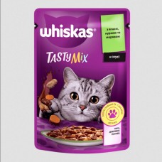Whiskas Tasty Mix (Віскас Тесті Мікс), вологий корм для дорослих котів, з ягням, куркою та морквою в соусі, 85 г