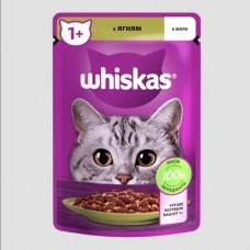 Whiskas (Віскас), вологий корм для дорослих котів, з ягням, шматочки в желе, 85 г
