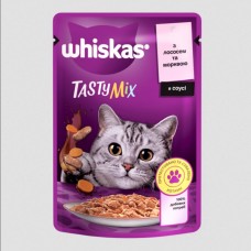 Whiskas Tasty Mix (Віскас Тесті Мікс), вологий корм для дорослих котів, з лососем та морквою в соусі, 85 г