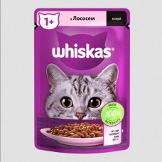Whiskas (Віскас), вологий корм для дорослих котів, з лососем, шматочки в соусі, 85 г