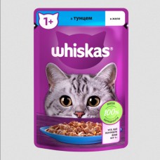 Whiskas (Віскас), вологий корм для дорослих котів, з тунцем, шматочки в желе, 85 г